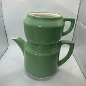 Green Ceramic Stacking‎ Tea Coffee Set for One Space-Saving Design Minimalist